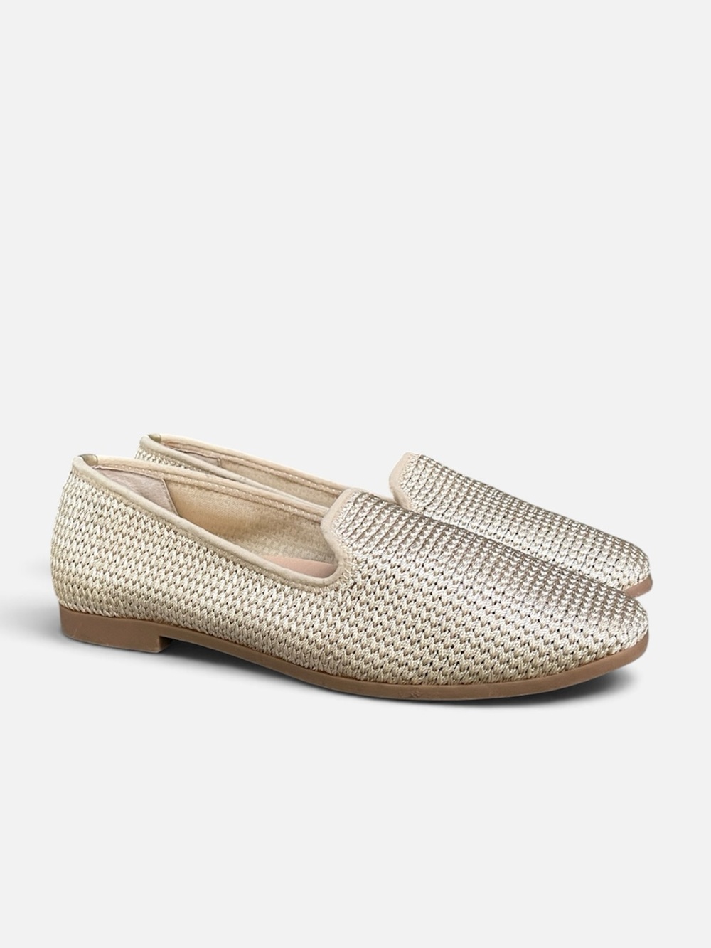 Alex Marie Woven Slip-On Venetian Smoking Flat/Loafer in Beige Size 9.5
